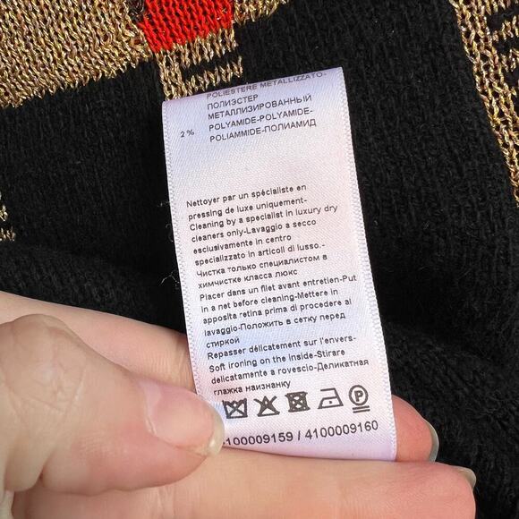 LANVIN Black Metallic Fair Isle Wool Cashmere Sweater Size XS - Picture 7 of 7